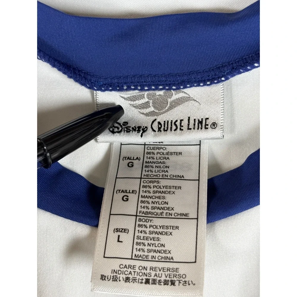 Disney Cruise Line‎ Mickey Mouse Surfing Rash Guard Kids Large Blue White Raglan